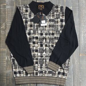 Elegant Black and Gray Men's Crewneck Sweater